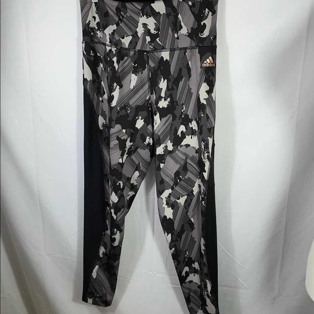 Adidas Black and Gray Patterned track pants.